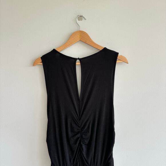 Evereve Cinch Front V-Neck Full Length Sleeveless Jumpsuit Black L - Picture 12 of 12